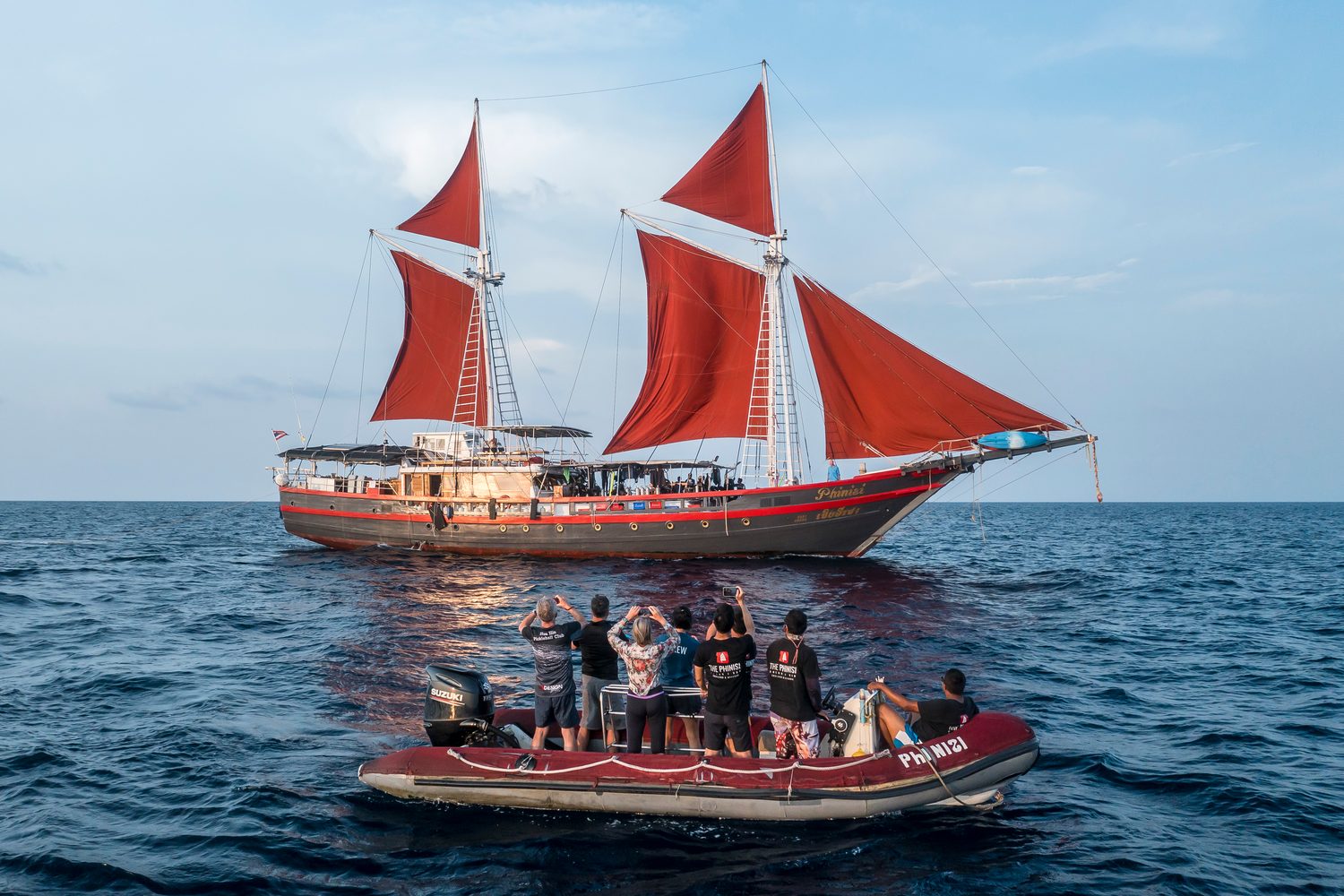 The Phinisi and its dive tender